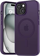 Magnetic Cover for iPhone 15 Compatible with MagSafe Translucent Matte Back Case, Shockproof Anti-fingerprint Scratch Resistant Protective iPhone 15 Case, Purple