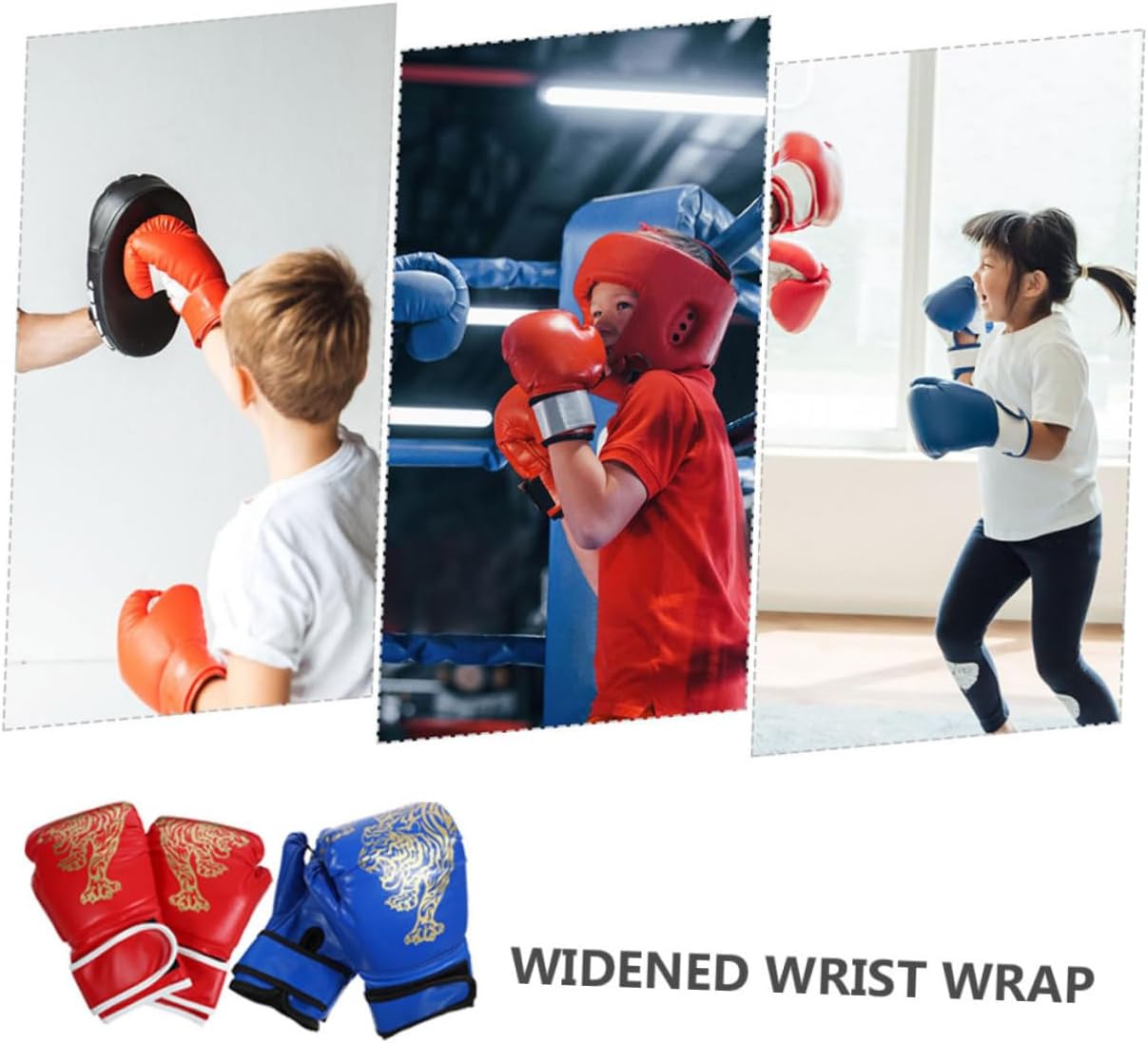 Yardwe 2pairs Boy Girl's Boxing Gloves Boys and Girls Kickboxing Glove Thai Design for Training