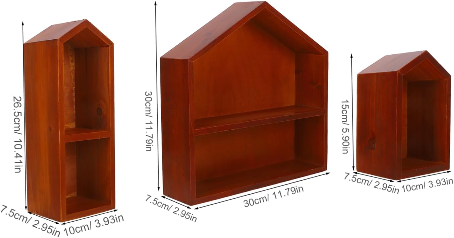 Solid Wood Display Stand Wooden House Shape Shelf Decor for Shelves Perfume Display Pop Photo Wall Decor Storage Rack
