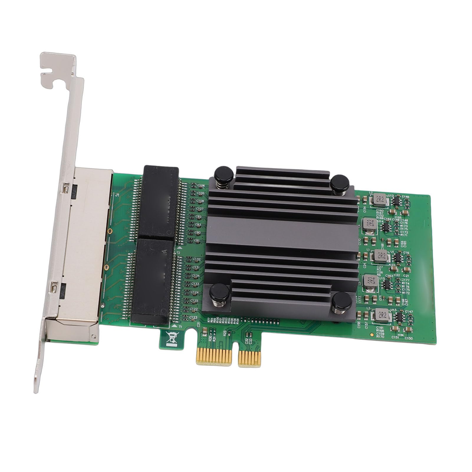 Ausla Scheda di Rete PCIe X1 a 4 Porte, Scheda Adattatore di Rete Gigabit Ethernet PCB con Chip 82571, 4 Porte RJ45 10 100 1000Mbps, Basso Carico della CPU per PC Industriali Server Desktop