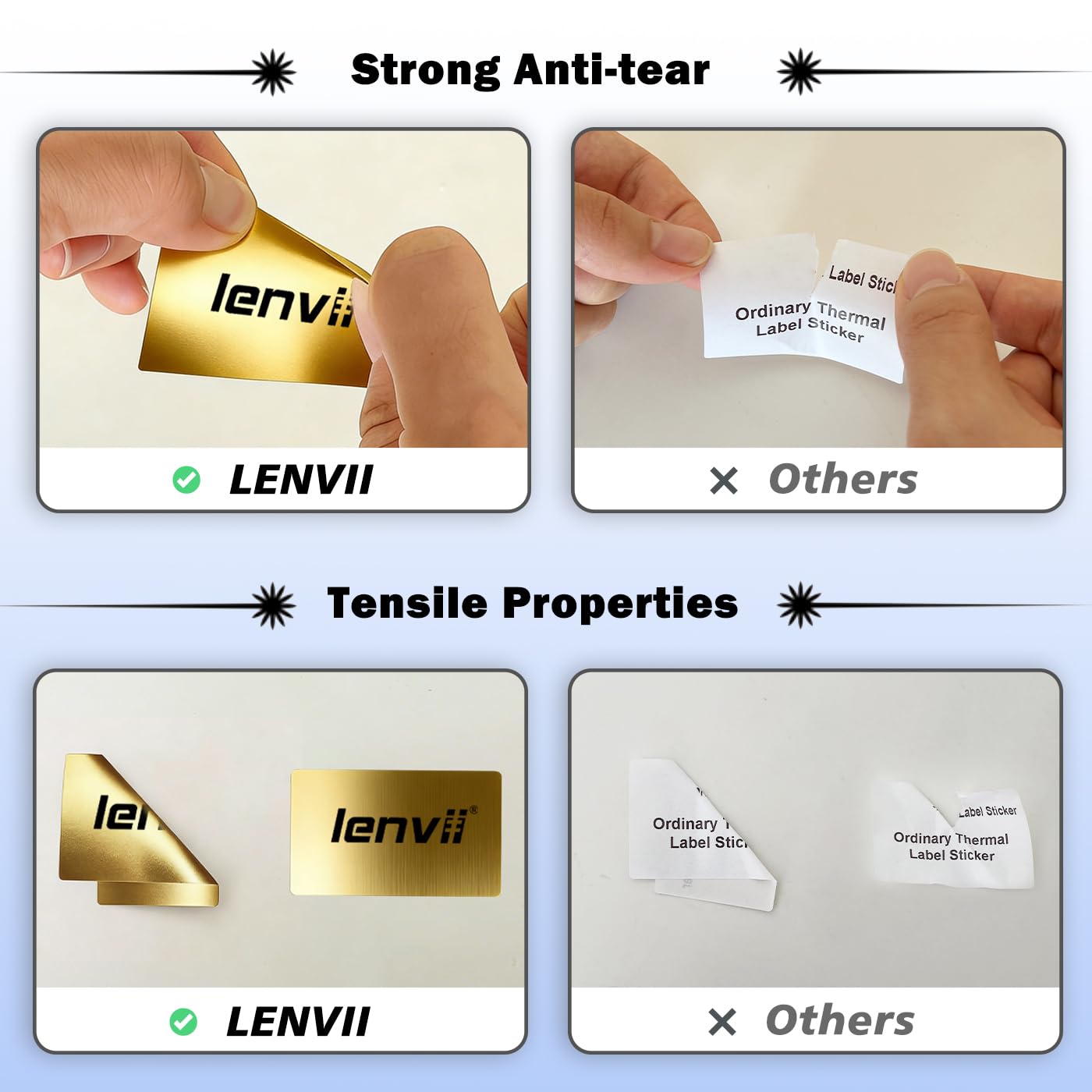 LENVII 60x40mm Etichette Termiche Dorato, 640 Fogli, per Stampanti Termiche | Etichette Adesive Termiche Oro spazzolato,4 Rotoli × 160, Stampa Nitida,Adesivi Resistenti a Strappi/acqua/Olio/Graffi,Calore