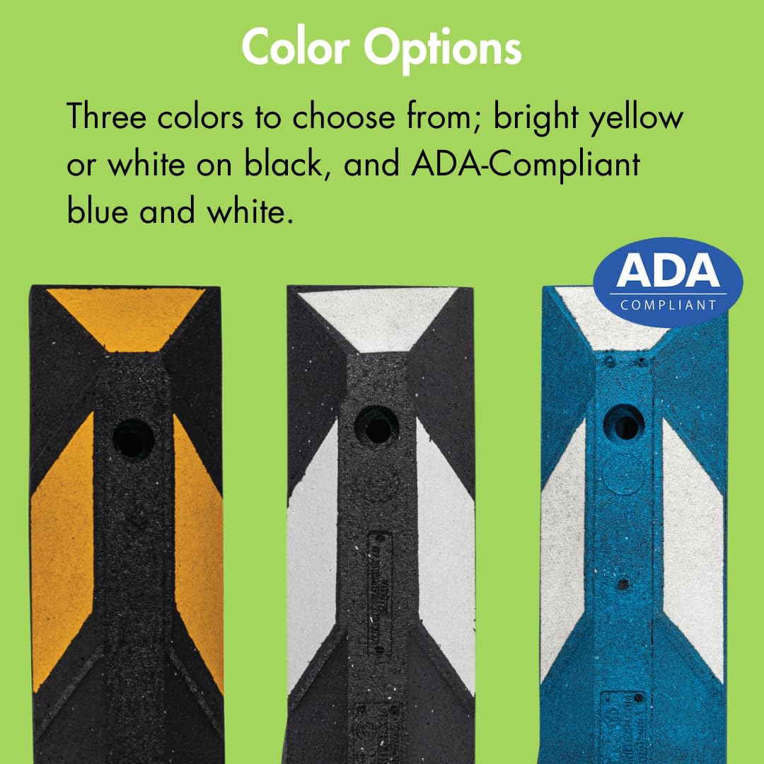 Checkers Park-It® 4 Foot Long 100% Recycled Rubber Parking Stop, 4' x 6" x 4", Parking Lot Curb Wheel Stopper, Highly Visible Black/Yellow, GNRS1410YB