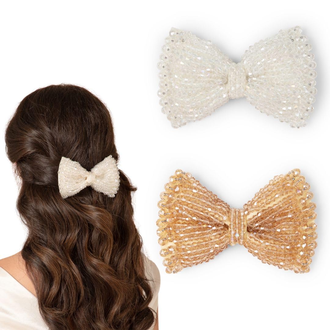 Radhu & Kabby Crystal Hair Bow For Women/Girls | Hair Ties For All Occasions | Fancy & Stylish Hair Accessories | Anti-Hair Breakage | Suits Every Hair Type | Same As Pic | 2 Pcs (B0CV7GK1WW) Amazon Price History, Amazon Price Tracker