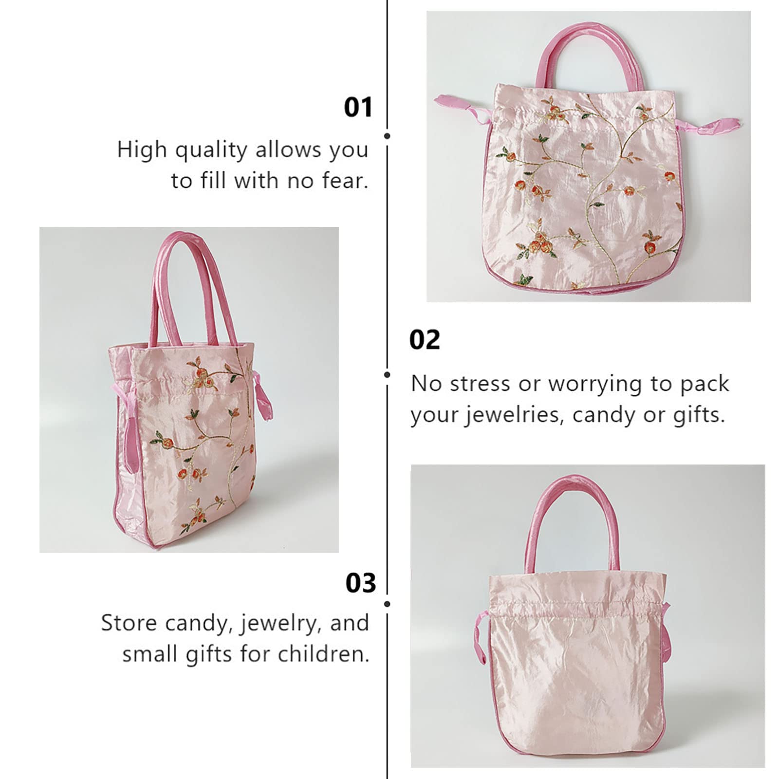 SINSEN Piccolo sacchetto regalo con coulisse, borsa regalo per regalo, borsa in raso ricamata, borsetta, gioielli etnici in broccato, per Capodanno, compleanno, matrimonio, Purple02, 7.4*7.4*2 inches