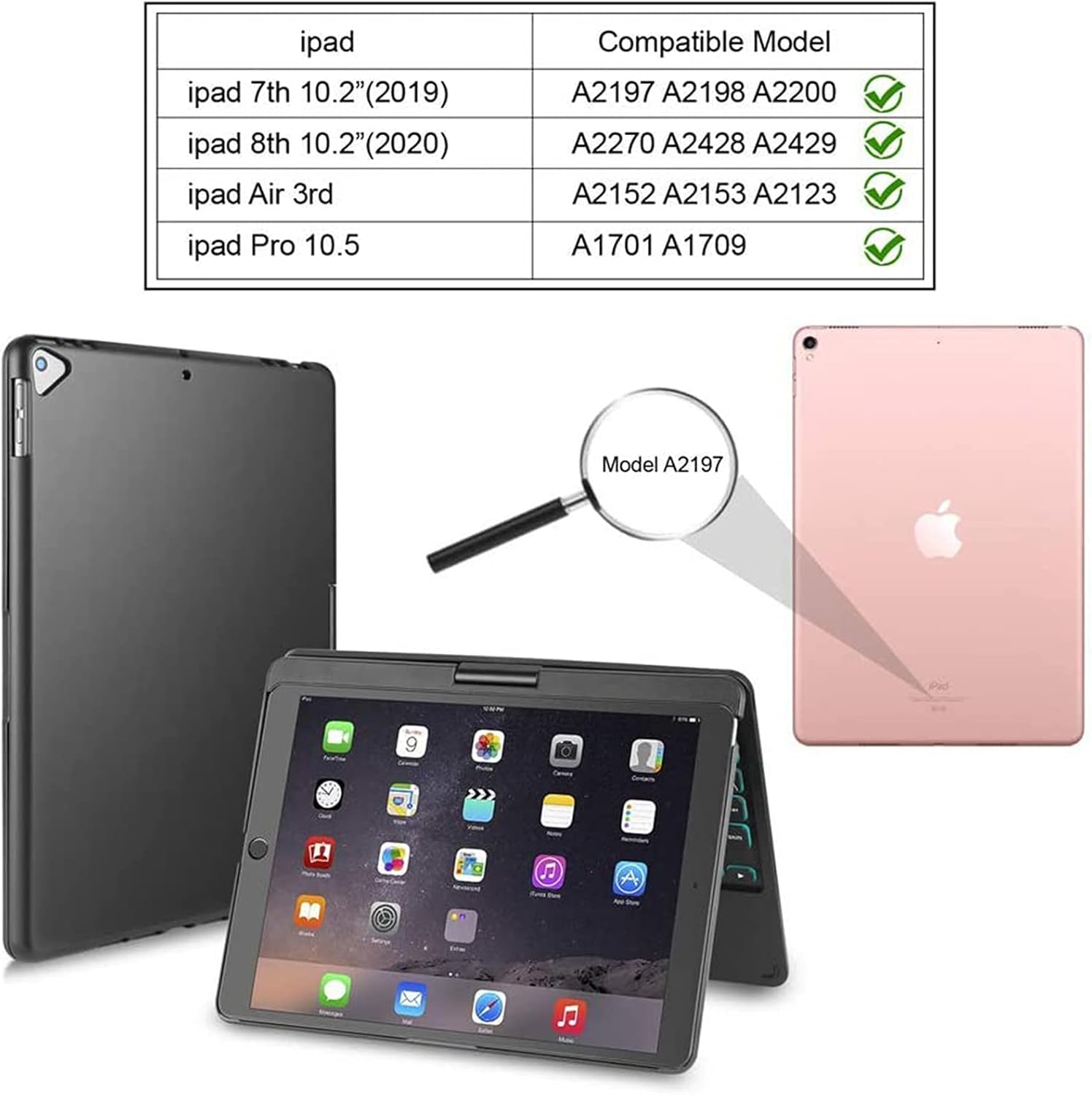 50% оƒƒ Dіѕсоunt iPad 10.2 Keyboard Case with TouchPad, iPad 9th/8th/7th Gen, iPad Pro 10.5”, iPad Air3,7-Color Backlit, 360 Rotatable, Wireless Bluetooth Keyboard Protective Folio Cover, Auto Sleep/Wake (Black)