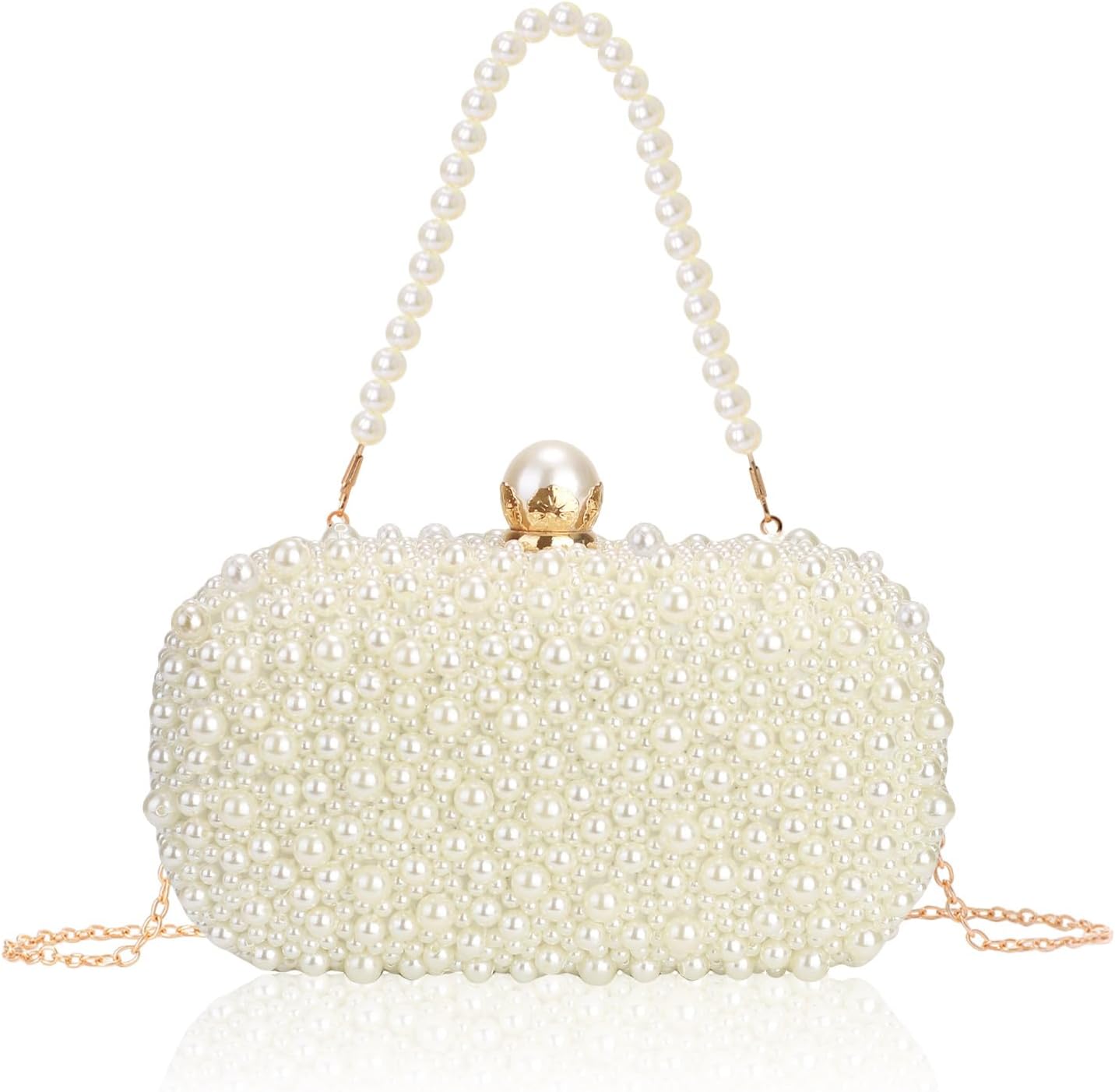 Women Pearl Clutches Noble Crystal Beaded Evening Handbag Chain Strap Shoulder Bag for Wedding Bridal Party Prom - Image 7