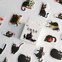 46 Pcs Cute Cat Stickers Cartoon Stickers Cute Black cat Sticker Vinyl Waterproof Cats for Scrapbooking Laptop Phone Guitar Water Bottles Skateboard Black Cat