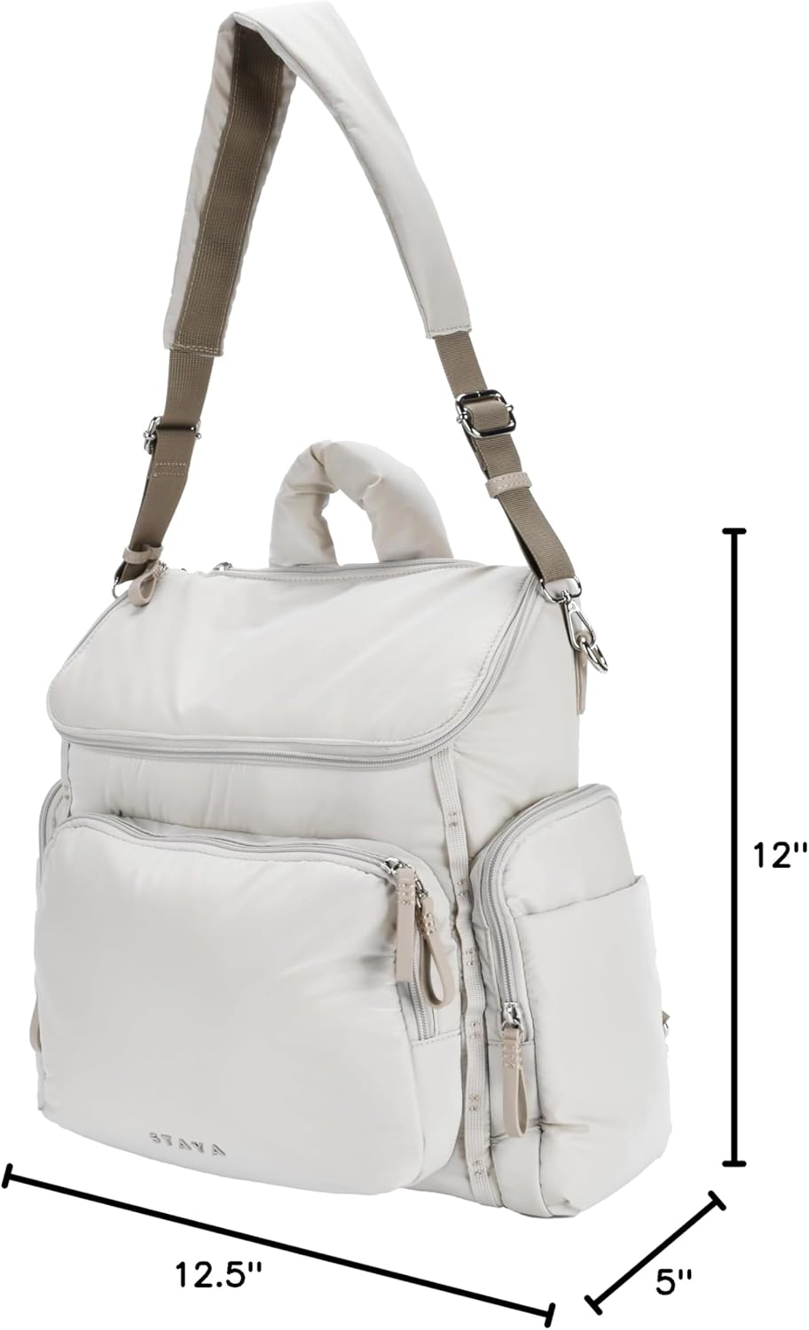 Staya Large Diaper Bag Backpack – Travel Baby Bag for Mom, Aesthetic Minimalist Diaper Bag with Multiple Compartments, Lightweight & Functional (Taupe)