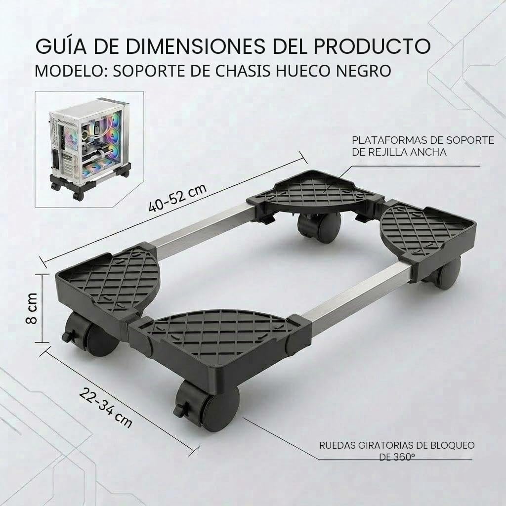 Soporte de Escritorio para Ordenador con Ruedas, Carro de CPU Negro