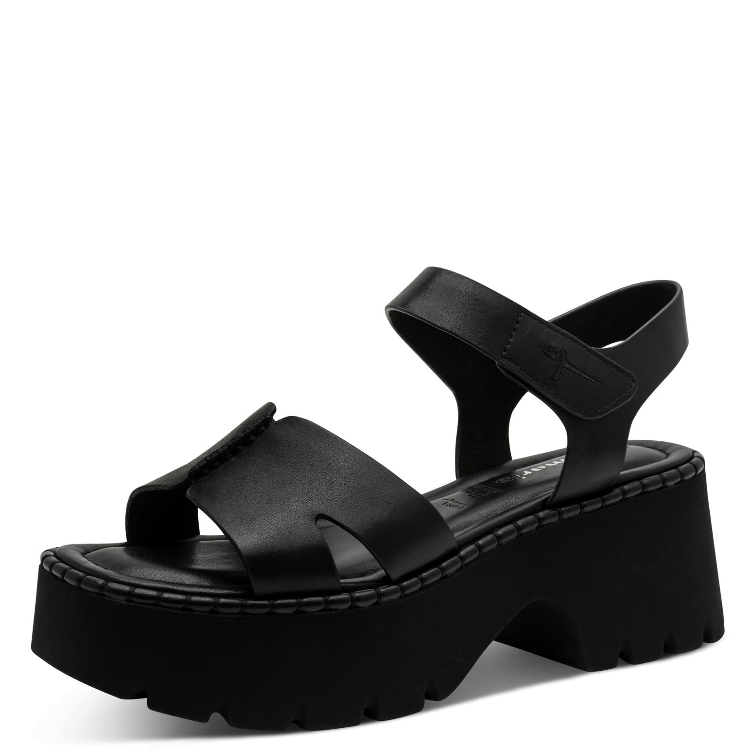 Tamaris Women’s sandal with block heel leather black 7.5 UK