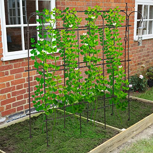 Lalahoni Garden Cucumber Trellis Large 6Ft Tall Metal Trellis For Climbing Plants Support Vegetable Peas Fruit Vine Outdoor A-Frame Trellis, Nylon Garden Netting Included, Lightweight, Black #TOP5