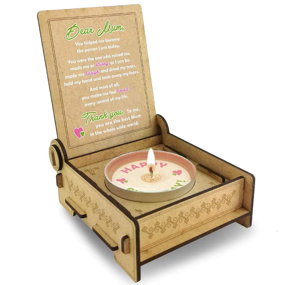 Candle IN THE BOX Best Mum, Gift Candle with Quote, Sentimental Thank You Gifts for Women, Special Mum Birthday Gifts, Wooden Mother’s Day Gifts