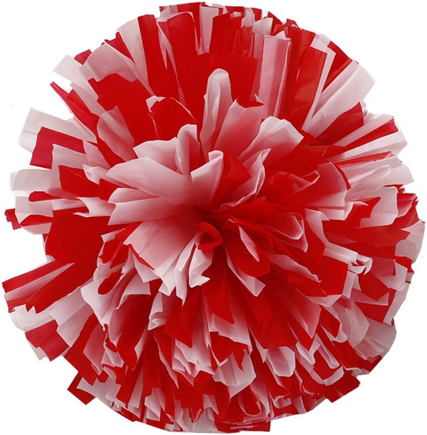 2PCS 12'' Cheering Squad Cheerleading Pom Poms for Alive Invigorating Sports Party by (Red+white)
