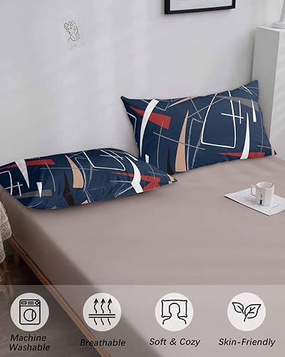 Miniatura 4 de Fundas de almohada geométricas de color azul marino, tamaño King, fundas de almohada suaves decorativas para sofá y sillón, funda de cojín lumbar