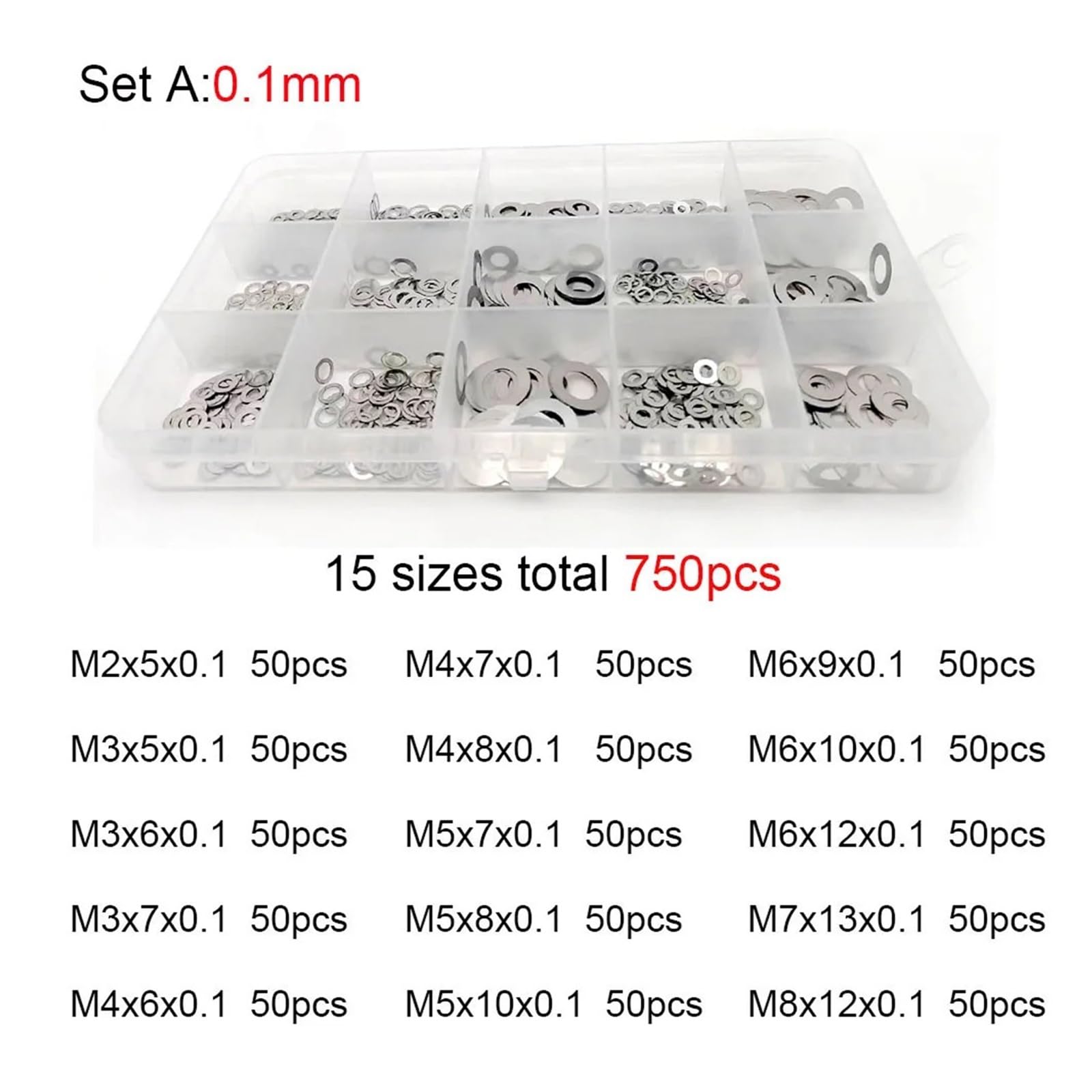 500/750/1200 pièces M2 M3 M4 M5 M6 M7 M8 304 A2 ensemble de rondelles Ultra fines en acier inoxydable cale de réglage joint uni Kit d'assortiment boîte