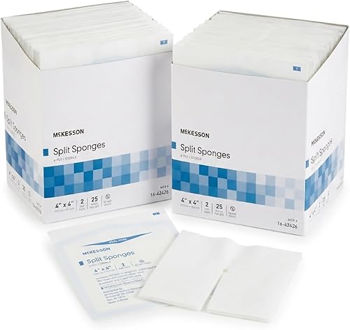 McKesson Performance Plus Gasa Split Iv Esponja 6 capas estéril (4 x 4 pulgadas (50 unidades)