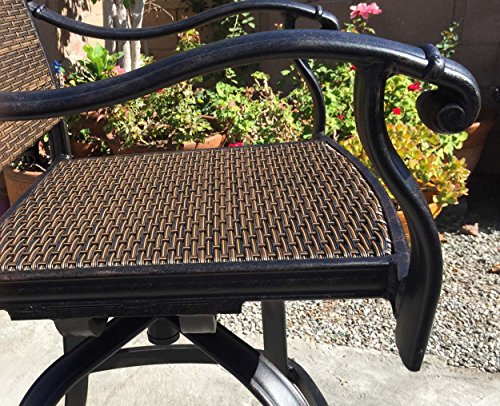 Patio Bar Stool Set Of 4 Swivel Outdoor Santa Clara Cast Aluminum Furniture Dark Bronze #TOP2