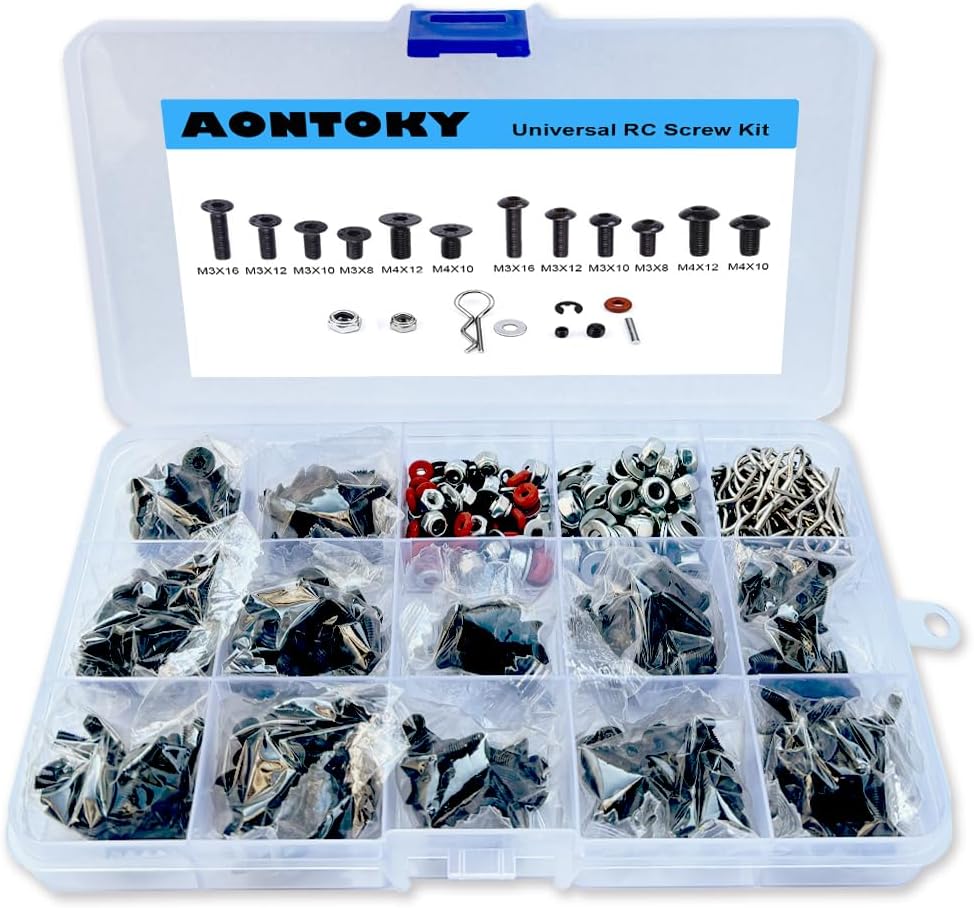 500pcs RC Screw Kit Repair Tool M3 M4 Hex Screw Nut Shell Buckle Hardware Fastener 1/8 1/10 1/12 Scale Car Truck Crawler DIY Parts