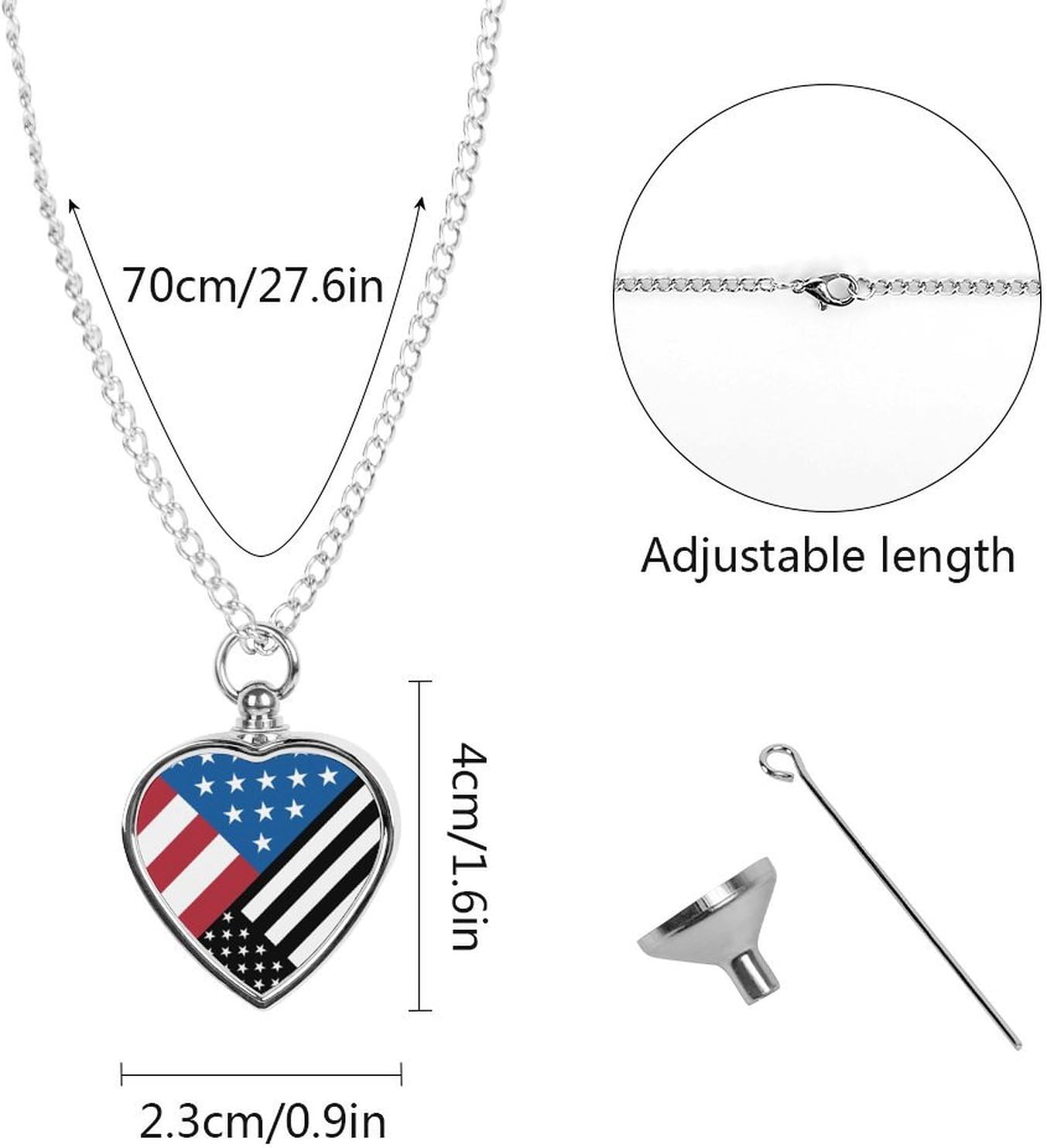 American Blue Thin Line Flag Pet Urn Necklace Ashes Cremation Pendant | Personalized Jewelry,Gifts for Dog Lovers