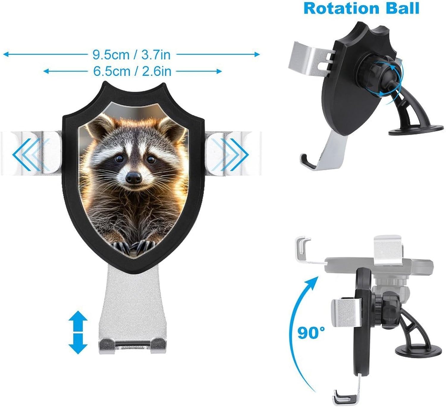 Portable Car Phone Holder Mount with Suction, Ventilation Clip image 2