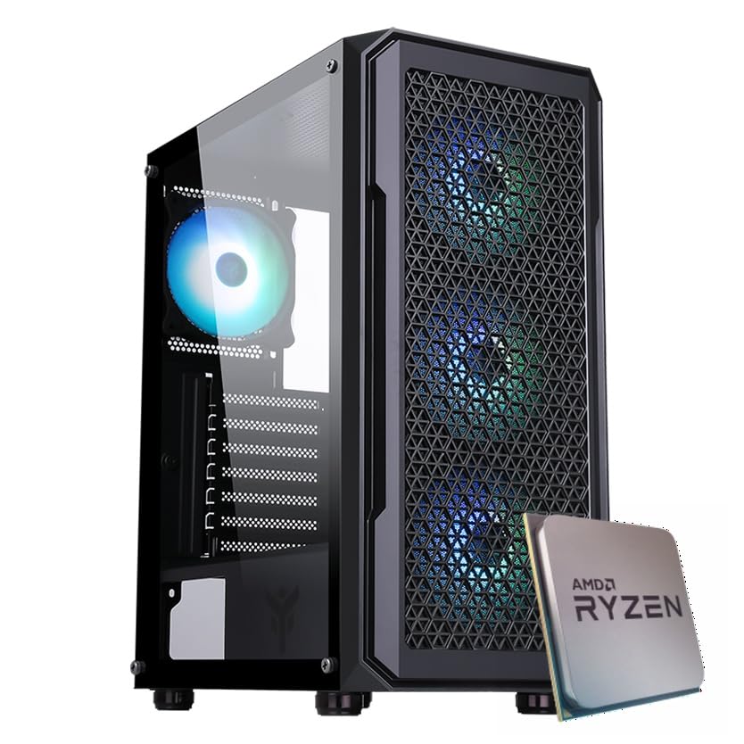 EMCA4 Computer Gaming PC Assemblato Ryzen 5 5500 - RTX 4060 8GB - M.2 1TB nvme - Ram 16GB DDR4 3200Mhz - ARGB - Windows 11