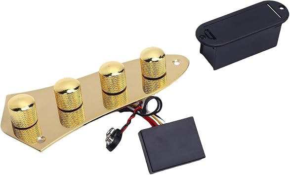 Guitar Preamp Control Plate, 3 Band EQ, Active/Passive Switch, Gold