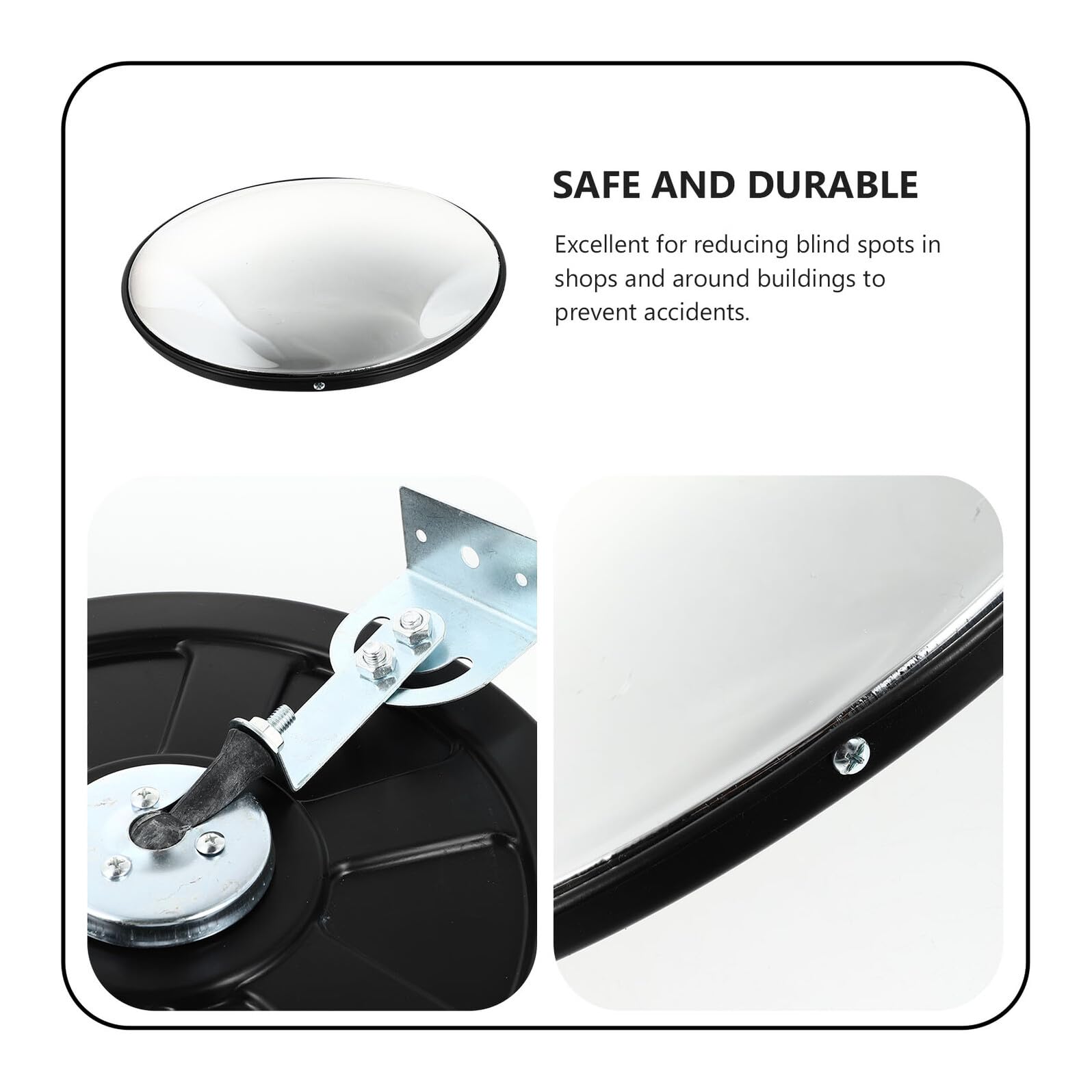 FOMIYES Miroir Convexe de 30 CM Noir en PP et PC Rétroviseur D’Angle Mort pour Sécurité Circulation Miroir de Signalisation Routière pour Garages Parkings et Supermarchés