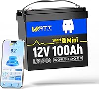 Vista 1 de 12V 100Ah LiFePO4 Lithium Battery with Bluetooth, BCI Group 24, 12V Mini Batterys 100A Smart BMS, Support Monitoring Battery via Phone Bluetooth, Up