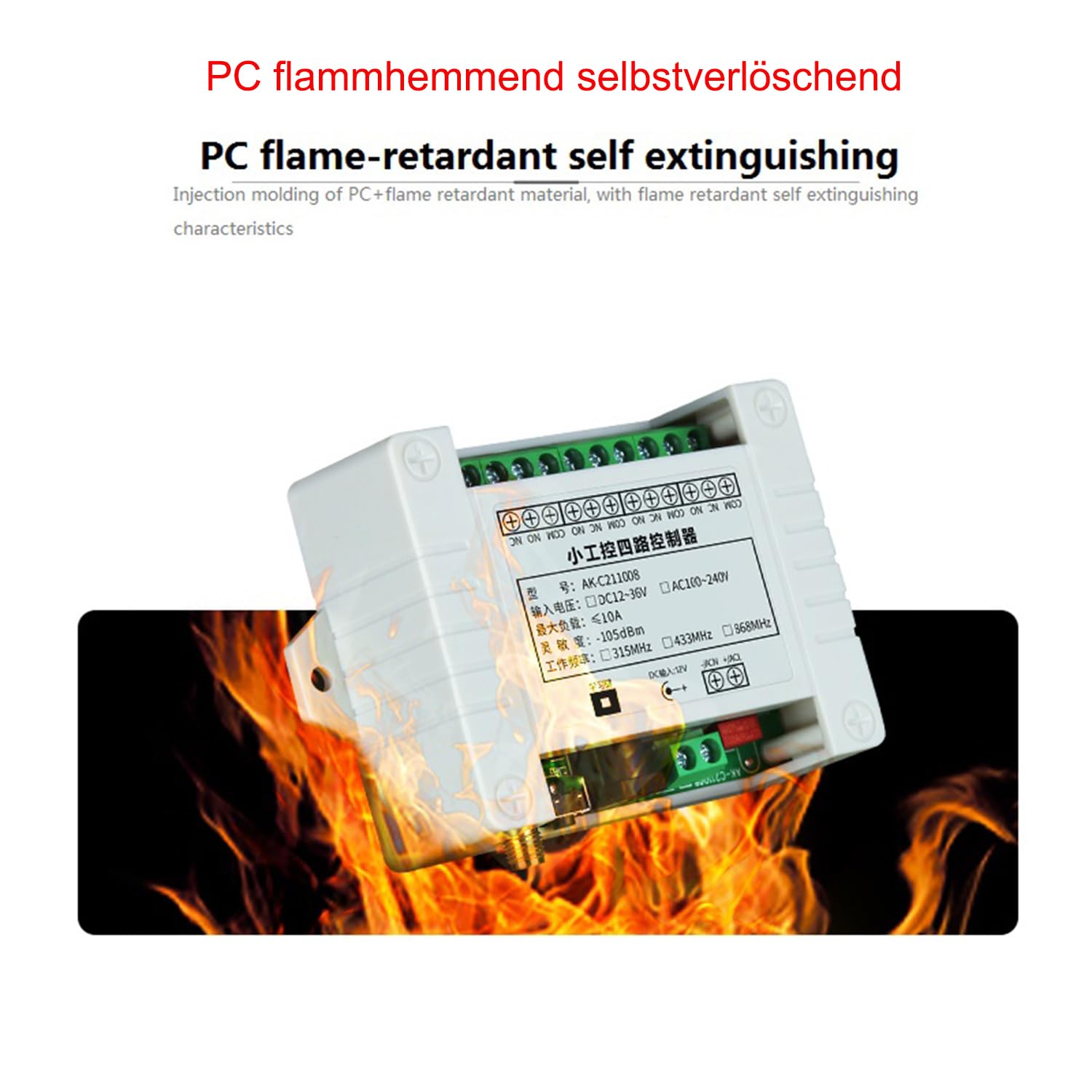 Interruttore telecomando senza fili DC 12 V 24 V 36 V DC 12 – 36 V 4 canali 433 MHz telecomando relè ricevitore con 2 trasmettitori per azionamenti lineari, motore porta del garage