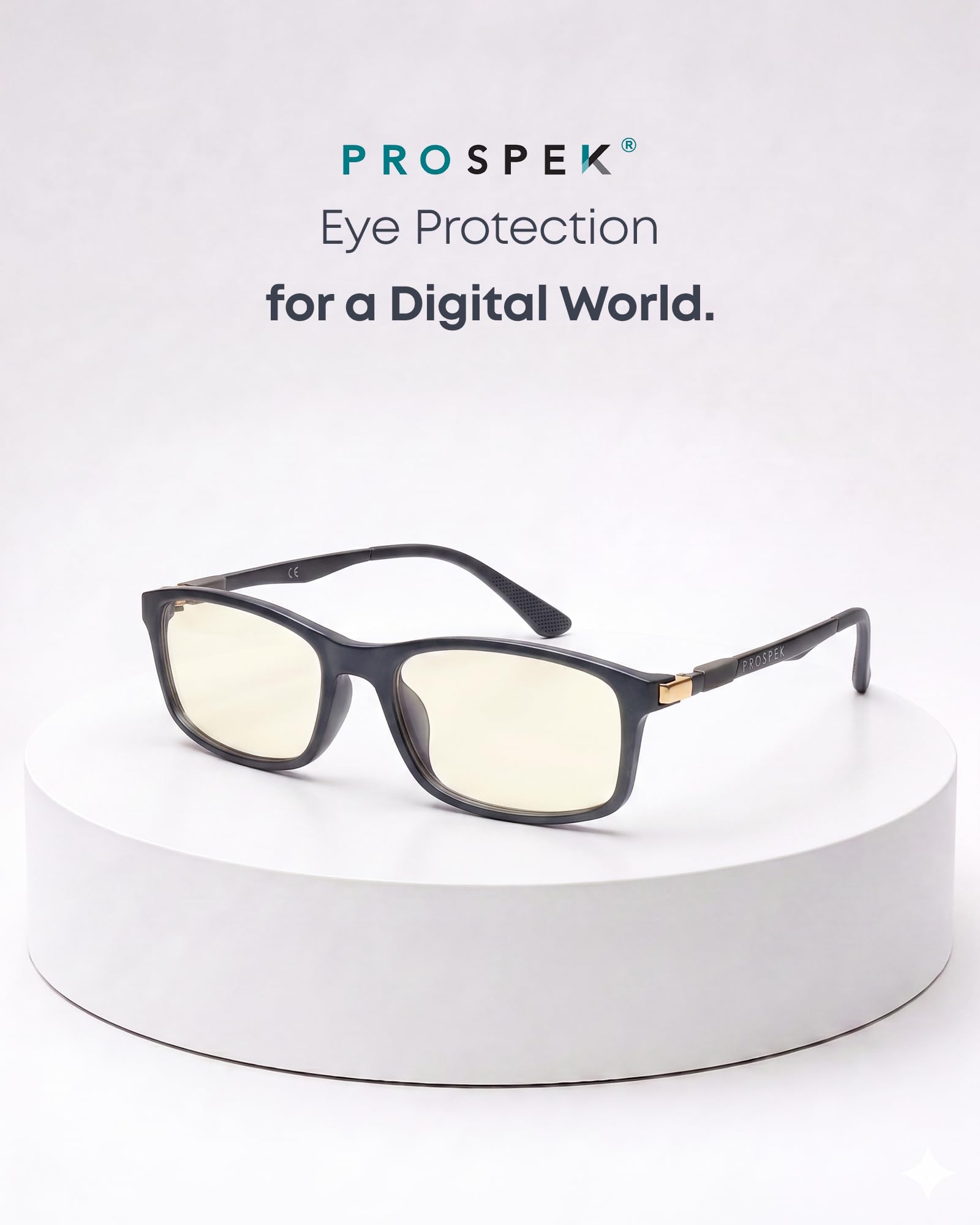 PROSPEK - Gafas para ordenador Premium – Dynamic – Con filtro de luz azul y antirreflejante (+0.00 Dioptrías | Gris | Regular)