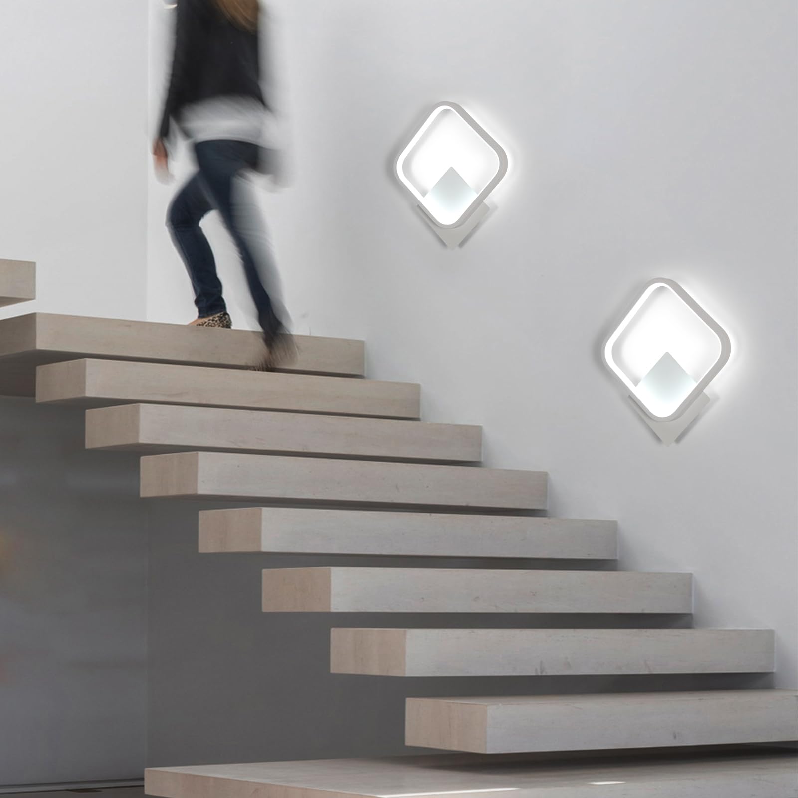 Osairous Applique LED da Parete Interno, 17W 1912LM Lampada da Parete Moderno Quadrato in Alluminio, Lampade da Muro per Camera da Letto, Soggiorno, Corridoio, Scale, Bianco Freddo 6500K, Bianca