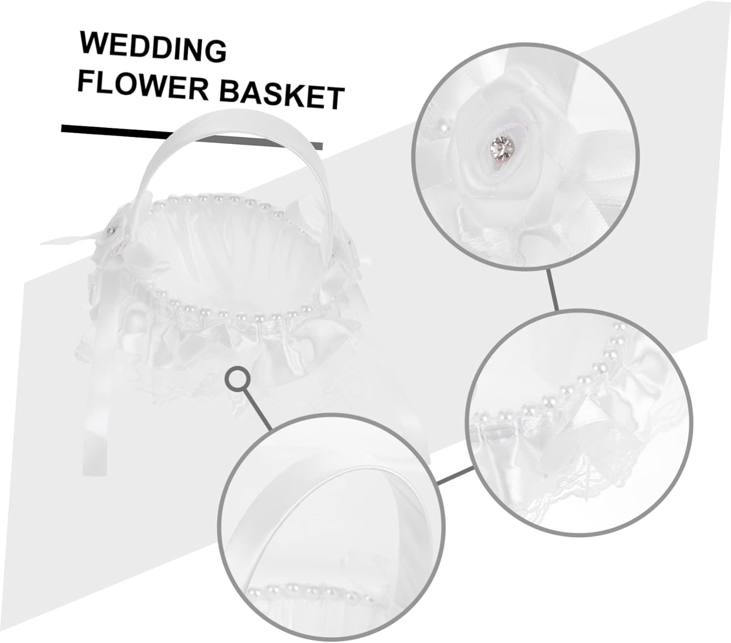 Flower Girl Basket,Rattan Basket,1pc Wedding Flower Basket Wedding Party Banquet Girl Basket Wedding Candy Basket Outdoor Basket Outdoor Gifts, White