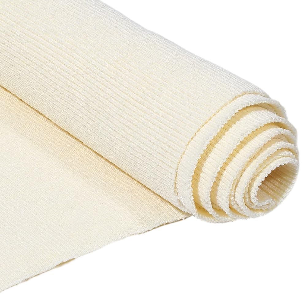 PH PandaHall Ribbing Fabric Knitted Rib Fabric 120x50cm Sewing Waistband Fabrics Stretchy Elastic Ribbed Fabrics for Cuffs Collar Coats Jacket Hoodies Clothing Neckbands, Beige