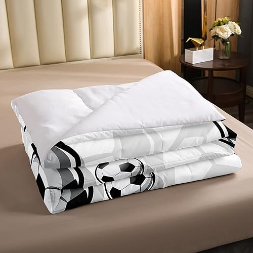 Miniatura 3 de Erosebridal Juego de ropa de cama de fútbol para niños y niñas, juego de edredón de fútbol para niños y niñas, juego de edredón dibujado a mano con