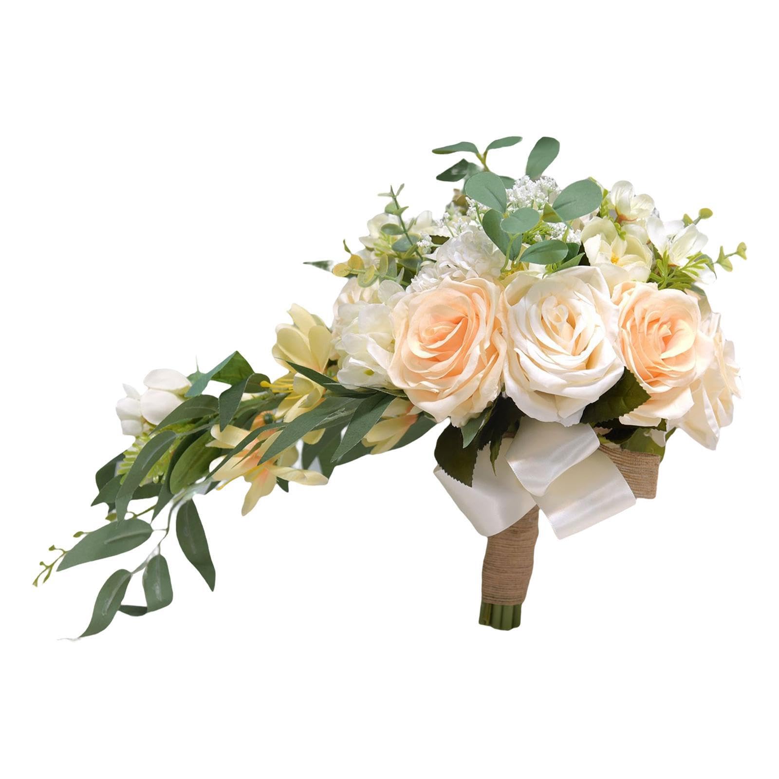 Auyxssz Light Cascading Bride Bouquet Waterfall Silk Flowers Stunning Floral Arrangement Marriage Celebrations And Romantic Ceremonies Wedding Bridal Bouquets