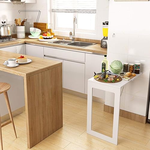 Miniatura 7 de Mesa flotante invisible montada en la pared, mesas de bar plegables, banco de trabajo, escritorio para computadora portátil, mesa de comedor de