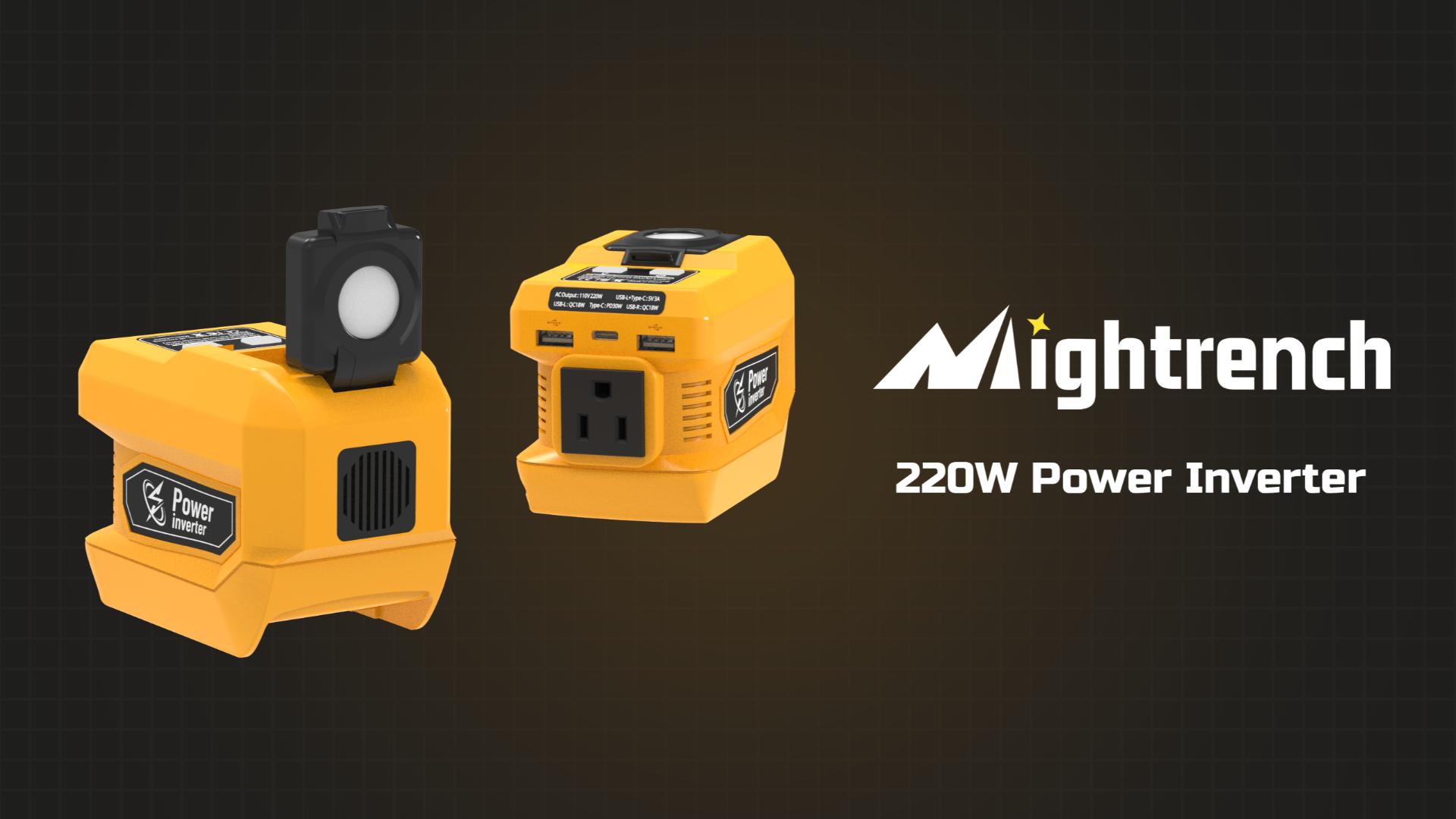 220W Pure Sine Wave Power Inverter For Dewalt 20V Battery – DC To AC 110V