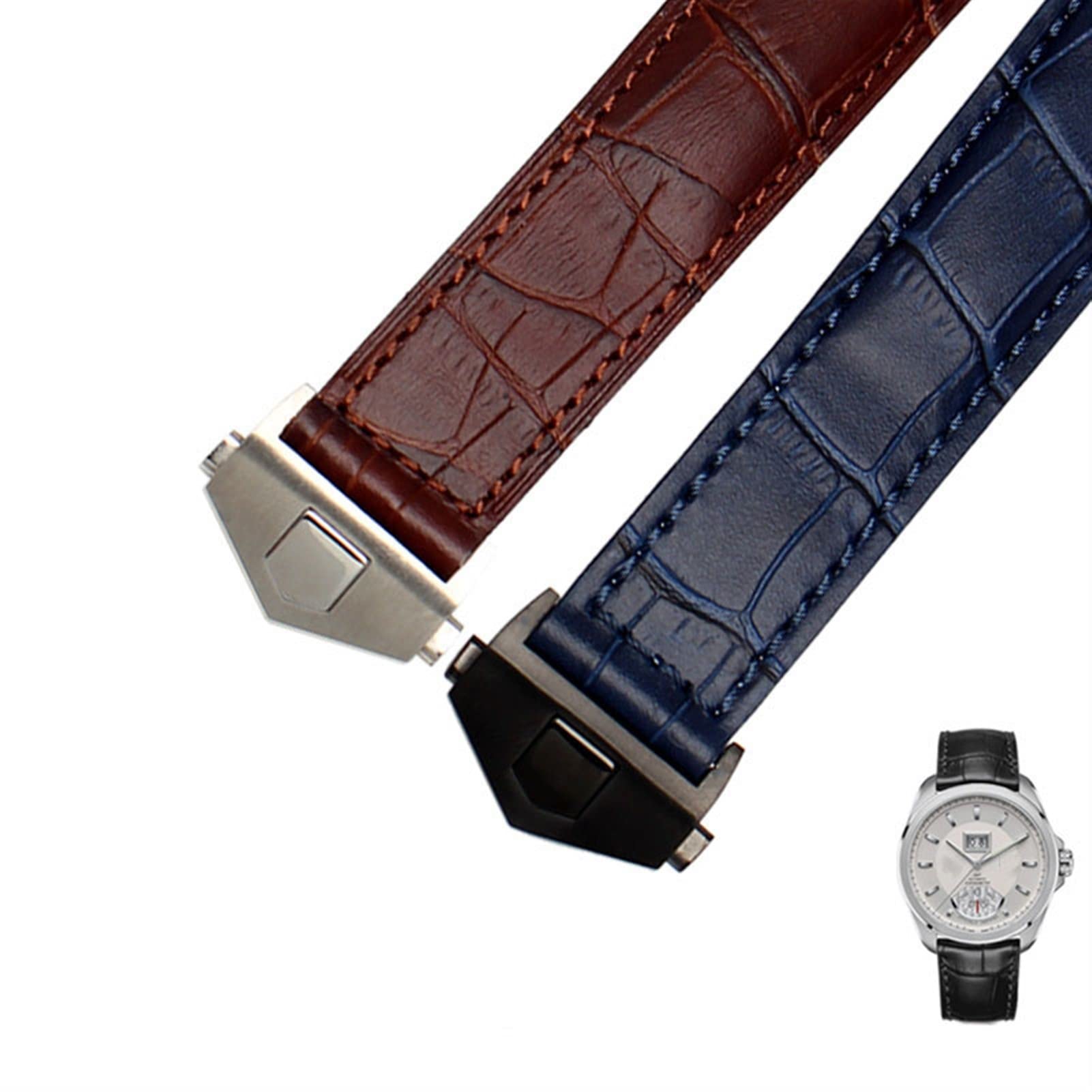 Uhrenarmband aus echtem Leder für TAG heuer Armband blau schwarz braun 19 mm 20 mm 22 mm mit Faltschließe Lederarmband