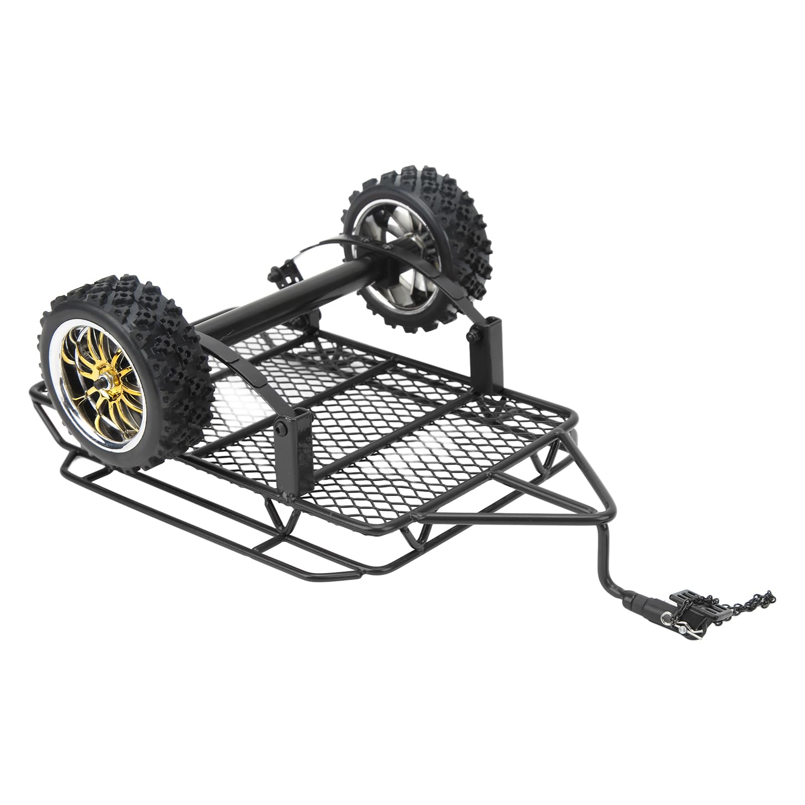 Mała przyczepa RC wystarczająco dużo miejsca do przechowywania z żelaza i gumy, łatwa instalacja, dekoracyjna, praktyczna, metalowa przyczepa wiaderkowa RC do SCX10 D90 GEN8 (czarna)