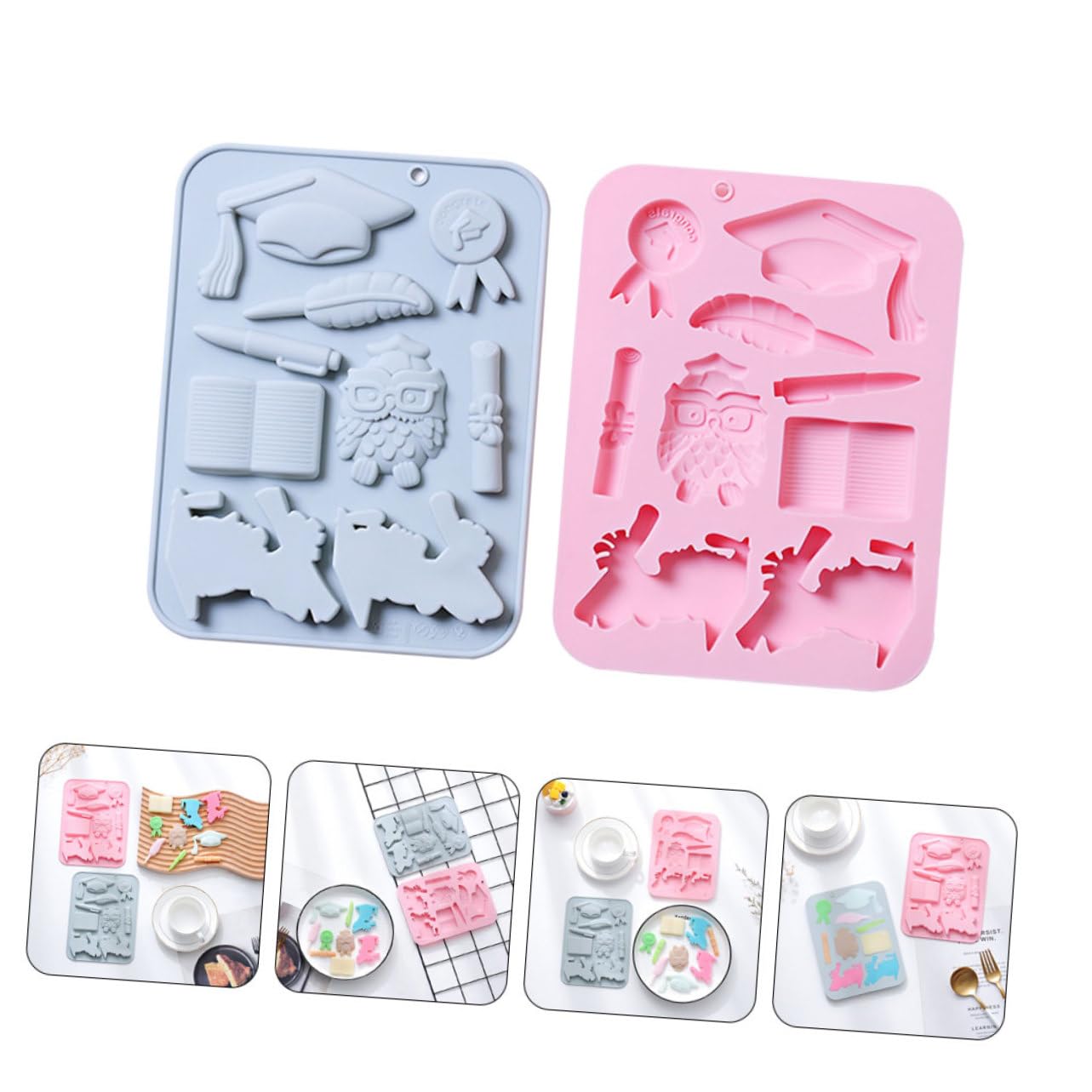 PRETYZOOM 6pièces Moules à Gâteau Silicone Moules à Jelly Pour Chocolat Et Desserts Accessoires De Pâtisserie Réutilisables Couleurs Bleu Et Rose