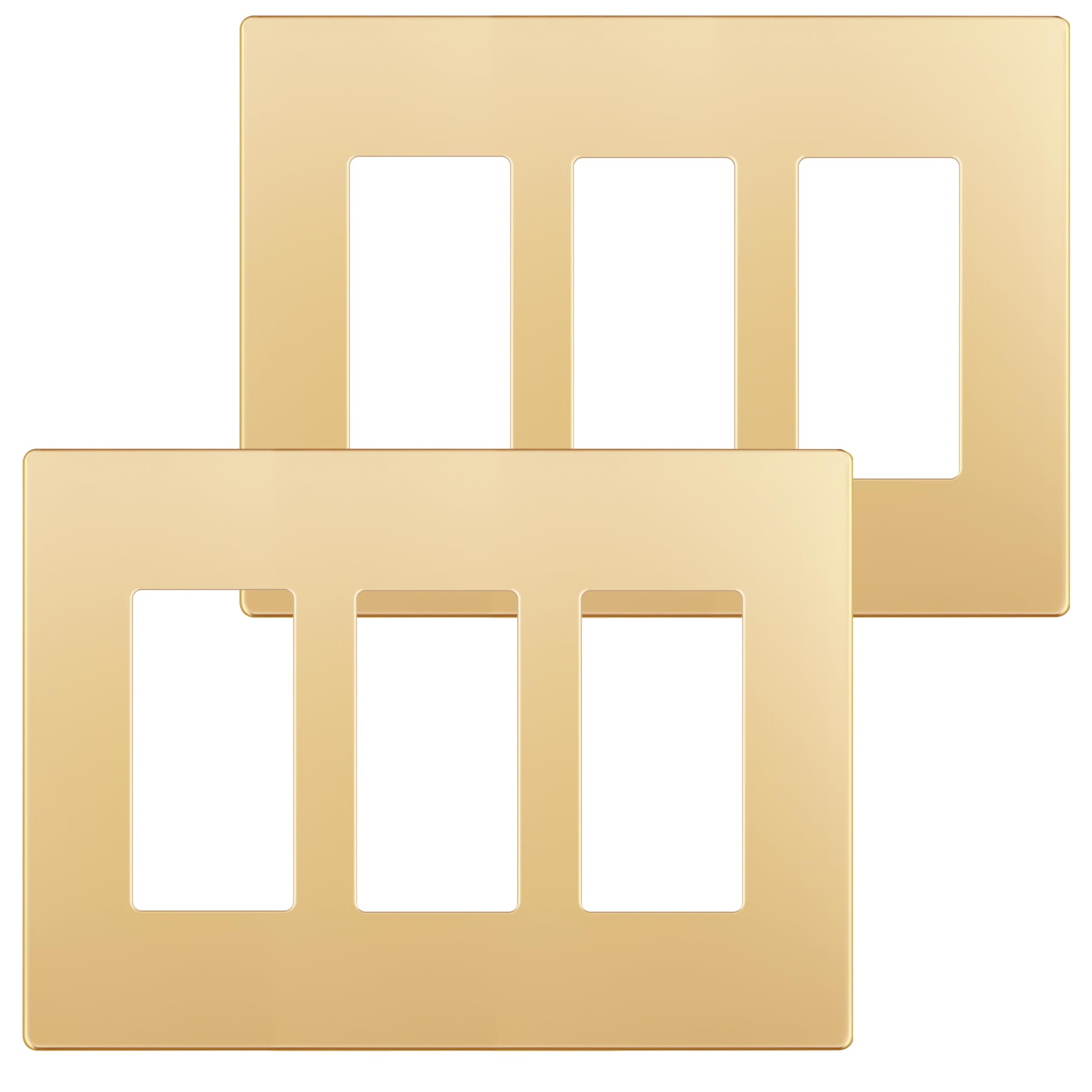 LIDER Brushed Finish Decorator Switch Cover, Screwless Wall Plate, Mid-Size 2-Gang 4.88" x 4.92", Unbreakable Polycarbonate Thermoplastic, UL Listed, LSWP-32M-BGD, Brushed Gold — view 43