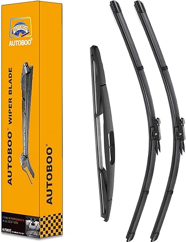 Vista 9 de AUTOBOO Limpiaparabrisas de 21 + 21 pulgadas con limpiaparabrisas trasero de 14 pulgadas de repuesto para Jeep Grand Cherokee 2005 2006 2007 208