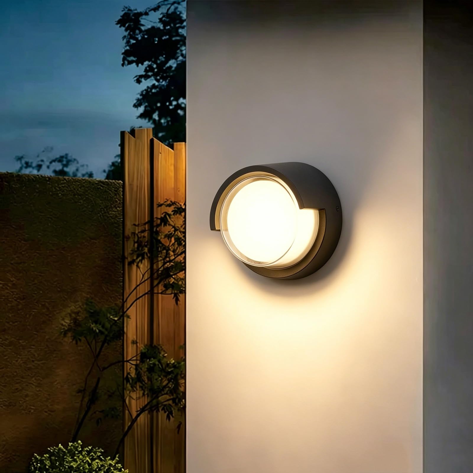 SDUYTDG ﻿Outdoor Front Porch Light Fixture Wall Mount, Round LED Exterior Lighting Fixtures, Ip65 Waterproof Wall Sconce for House, Patio, Garage, Doorway, Entryway House(3000K)