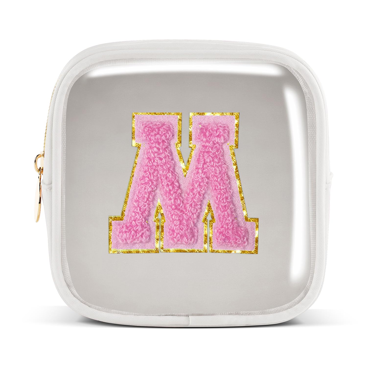 Pocmimut Cute Makeup Bag,Travel Cosmetic Bag for Women Yoga,Picnic,Personalized Makeup Bag for Bestfriend Birthday Gifts with Initial,M