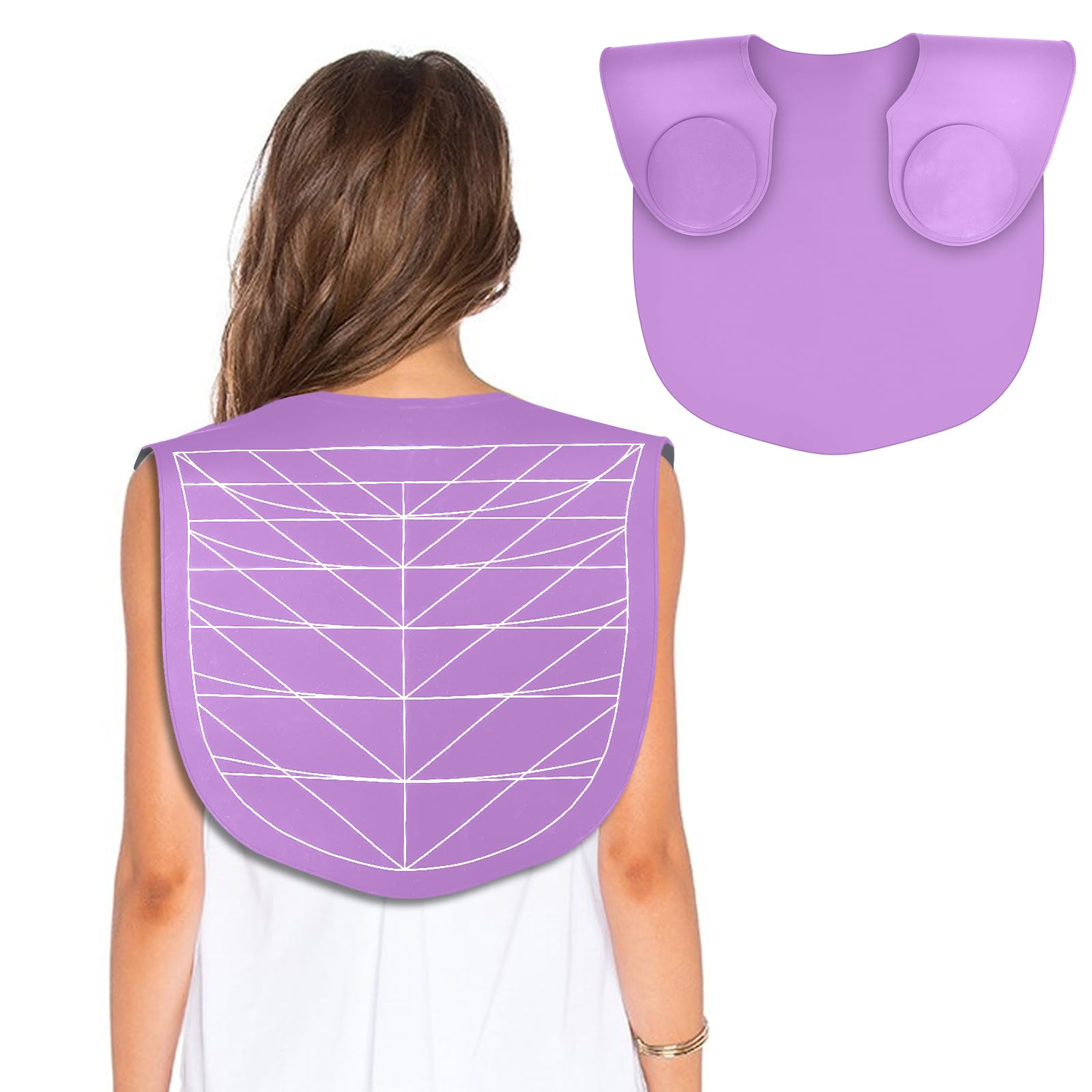 Hair Cutting Guide Collar Silicone Waterproof Hair Cutting Cape Salon Hairdressing Neck Guard Professional Stylist Hair Cutting Mat with Guidelines for Salon Hair Coloring (Purple)-image-25