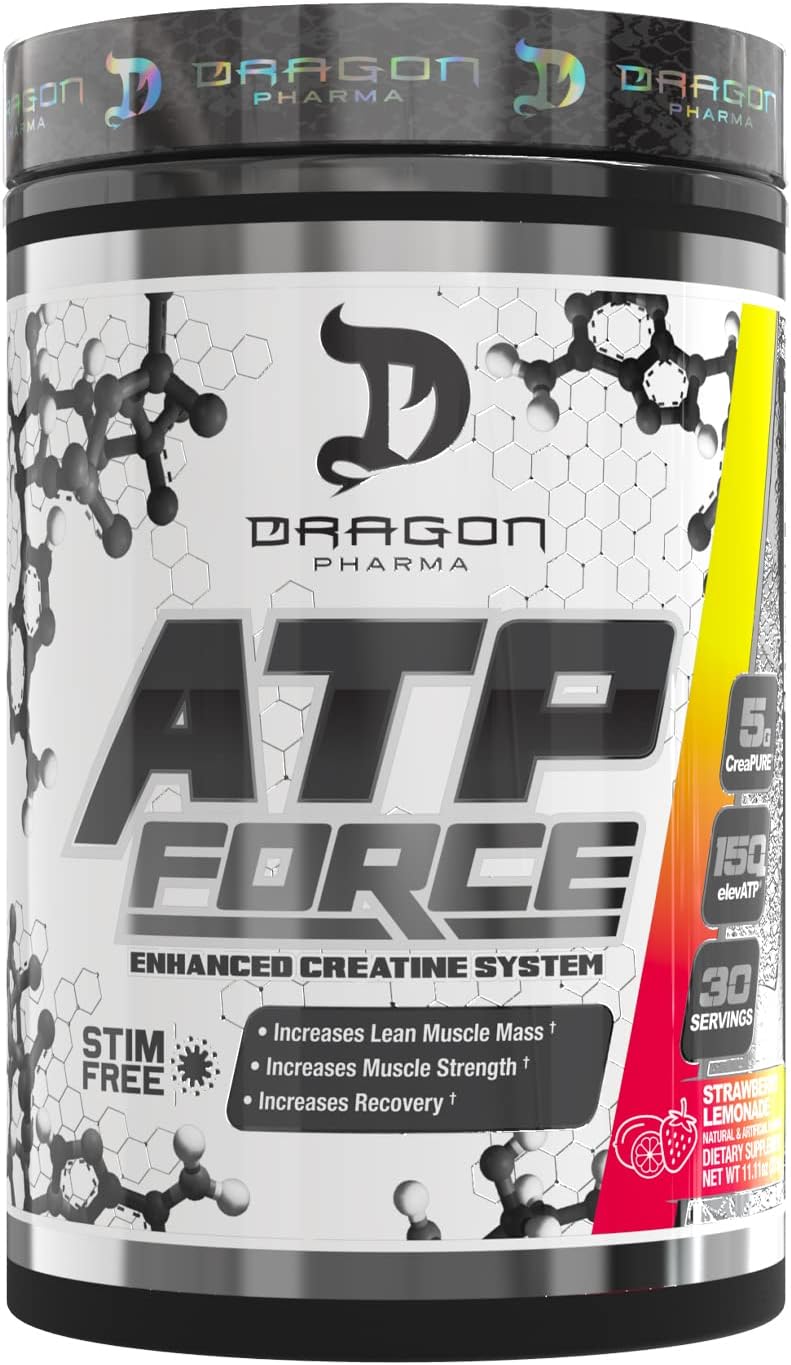 ATP Force Enhanced Creatine System, Stim-Free, Increase Lean Muscle Mass & Recovery, 5 Grams of CreaPure, Improves Blood Flow (30 Servings, Strawberry Lemonade)