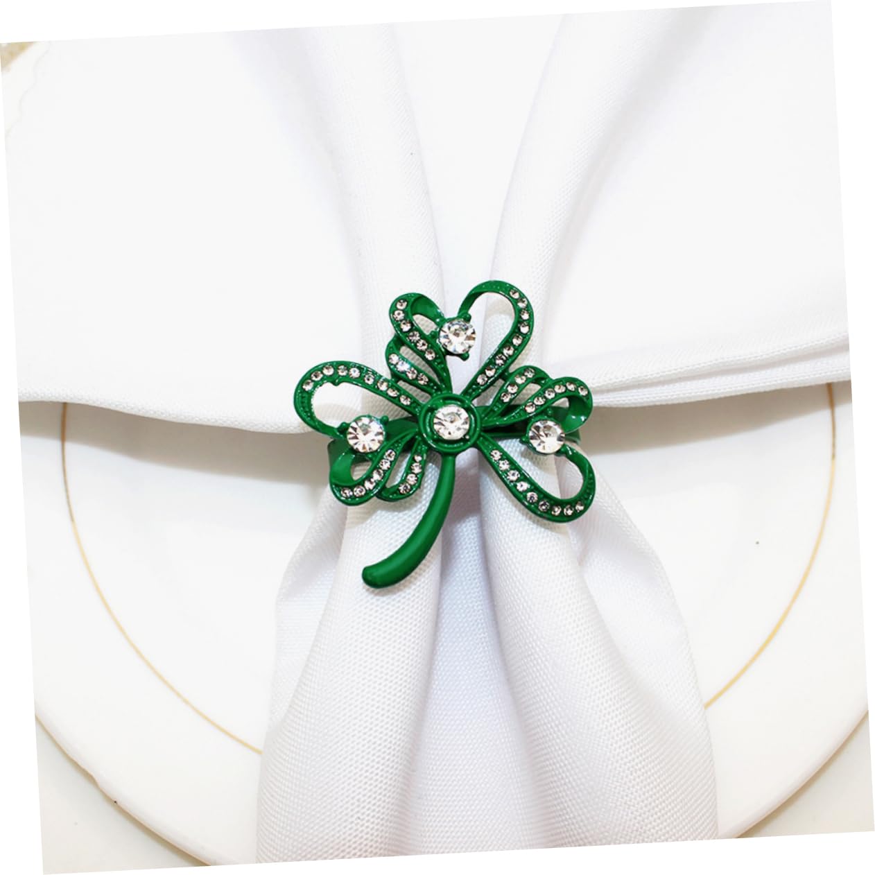 PRETYZOOM 3 Set Portatovaglioli Shamrock Portatovaglioli D'oro Risaia Portatovaglioli Autunnali Decorazioni Per Tovaglioli Portatovagliolo Trifoglio Perni Di Trifoglio Lega Green 4 Pezzi * 3