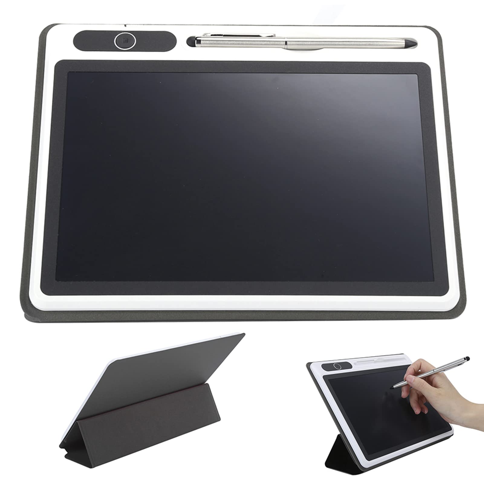 LCD Writing Tablet, Doodle Scribbler Pad Flexible and Bright Drawing Board for Business Supplies, with Hand Painting Tool (Black (with leather case)) — view 9