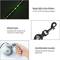 Vista 5 de Luwint Correa LED retráctil para perro de 8.8 pies, correas iluminadas para perros para caminar por la noche, correa iluminada impermeable