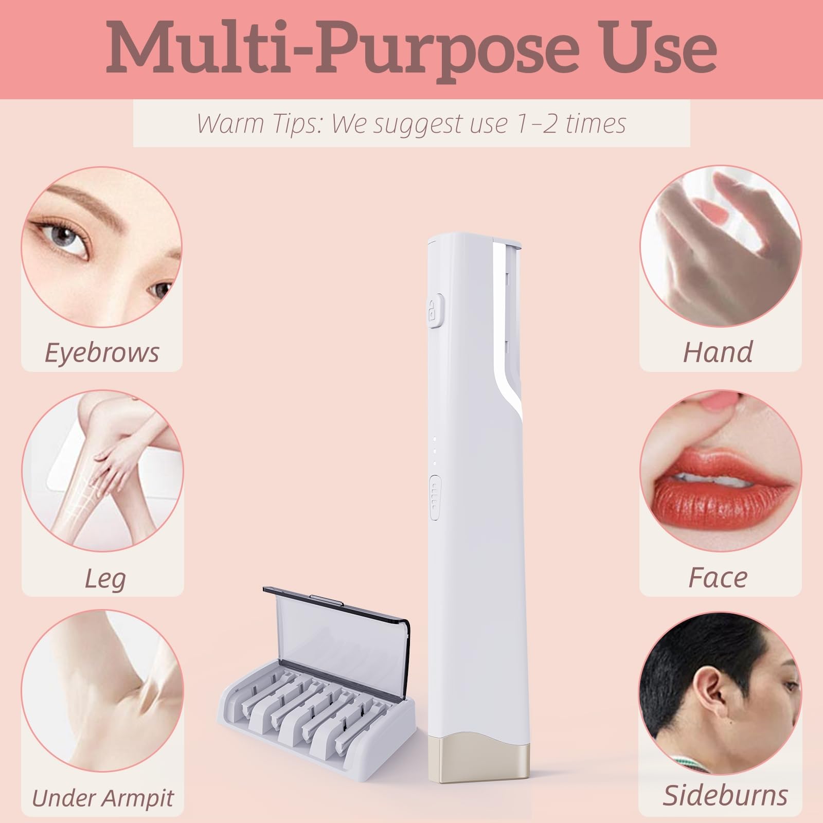 Sonic Dermaplaning Tool - Herramienta de afeitar Dermaplane recargable para mujer con 5 cuchillas de repuesto, removedor de pelusas de melocotón, suave y radiante